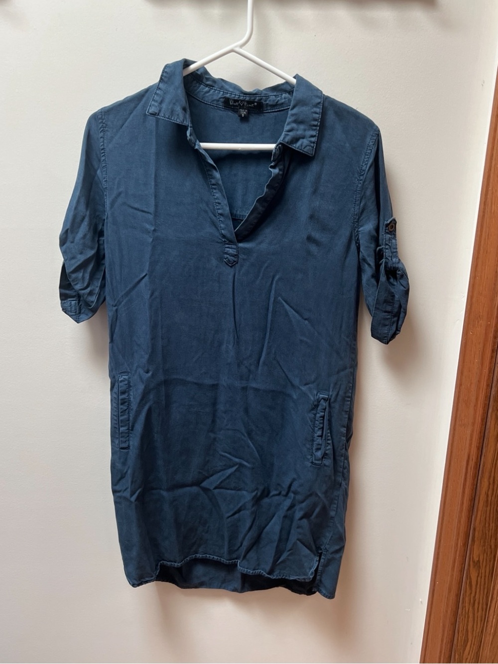 Velvet Heart Blue Tencel Popover Tunic Blouse Size Small